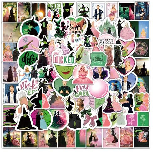 Wicked Aufkleber 105 Stück Vinyl Cartoon Hexe Sticker für Wasserflaschen Laptop Skateboard Motorrad Koffer Auto Gepäck Scrapbook Fahrrad,Wasserfest Niedlich Funny Sticker für Erwachsene Mädchen