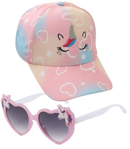 JSTHHTT Berretto da Baseball per Ragazze, Set Cappello e Occhiali da Sole, Protezione UV con Visiera, Berretto Bambino con Visiera Regolabile, Regali per Ragazzi, Unicorno