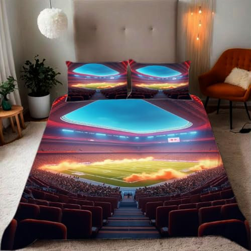 Zbeiba Bettwäsche 135x200,Sportspiele auf dem Feld Kinder bettwäsche Jungen Mädchen Bettbezug mit Reißverschluss Weich Mikrofaser Bettbezüge mit 2 Kissenbezüge(135x200+2 * 80x80,#6