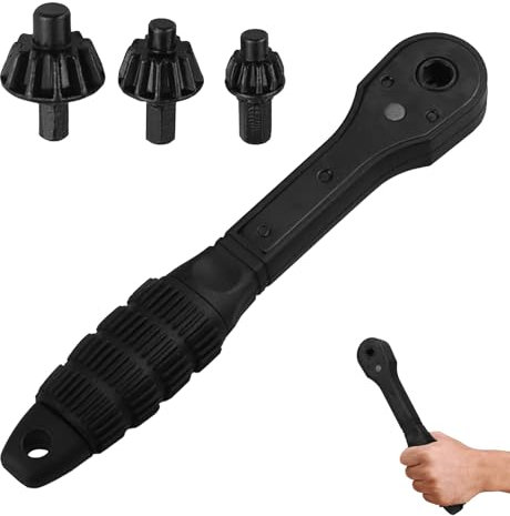 3-In-1 Ratsche 1.5-16mm Verstellbarer Umschaltknarre, Standardratsche Knarre Ratschenschlüssel Wendeschrauber mit Ergonomisch Griff Kompatibel Meisten Bohrmaschinen und Elektrowerkzeugen (1 STK)