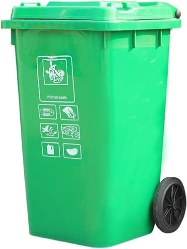 100L Heavy Duty Outdoor Wheelie Bin for Courtyard Large Capacity Classification Trash Can with Wheels (Green)