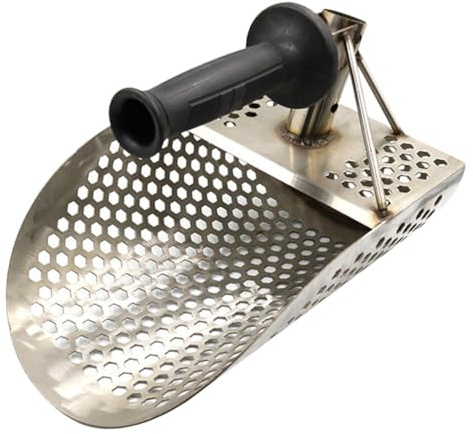 ibasenice Pelle Tamis INOX Robuste pour Détection Métaux Plage Large Tête Perforée Outil pour Chasse Trésor et Jardinage