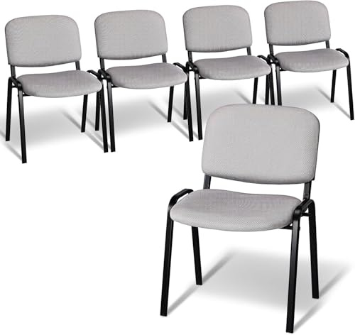 LEADZM Stapelstühle,Schwingstuhl,Bürostuhl Ohne Armlehne,mit Gepolsterter | Rezeption,5er(Grau)