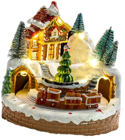 Fenteer Weihnachts-Spieluhr, rotierender Zug für und Frauen, Ornament, saisonal, elektrisch, Harz, Weihnachtsmann-Figur für den Schreibtisch mit