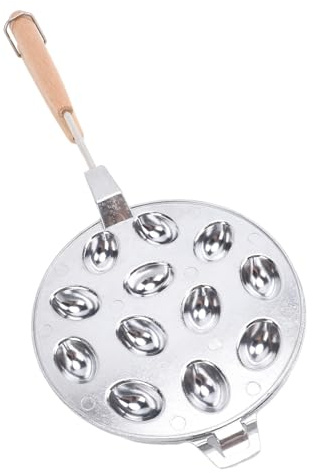 Nussbaum-Plätzchenhersteller, 12 Löcher, Antihaft-Aluminiumlegierung, Keksform, Keksform, Pfanne, Metallform, Form von Nüssen für Kuchen, Eier, Waffeln (Silver)