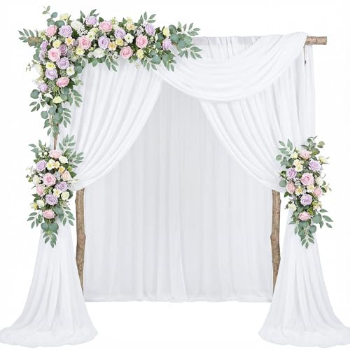 Huiguli 1000x160 cm Tüllstoff Hochzeit Vorhang | Weiß Transparent Hochzeitsbogen Drapierter Tüll Stoff, Tüllstoff Vorhänge für Hochzeitsfeier Zeremonie, Party und Fotografie