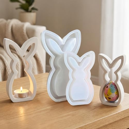 ITClosud Lot de 2 moules en silicone 3D en forme de lapin de Pâques - Pour travaux manuels, plâtre, bougies