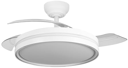 YATEK Mia Deckenventilator mit LED-Licht 60W, Ausziehbare Flügel, Ultra-Leiser DC-Motor, Ø 107 cm, Fernbedienung, 3 Lichtfarben Dimmbar, Sommer-/Winterfunktion, Moderner Deckenlüfter, Weiß