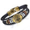 Flongo Lederarmband Horoskop Armband Damen Armkette Herren Armreif, Leder-Armband Armreif Manschette Manschettenknopf Schwarz Gold Golden Horoskop Tierkreis Sternzeichen Sternbild Schütze