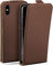 moex Flip Case für iPhone X/iPhone XS Hülle klappbar mit 360 Grad Schutz, Handyhülle mit Displayschutz, PU Leder Handytasche Lederhülle, Flip Case Cover Klapphülle, Dunkelbraun
