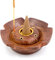 Luxflair Räucherkegelhalter Lotus, Räucherstäbchenhalter aus Sheesham-Holz, für Räucherkegel und -stäbchen, kunstvoll verziert, Durchmesser 7cm, Höhe 2,5cm