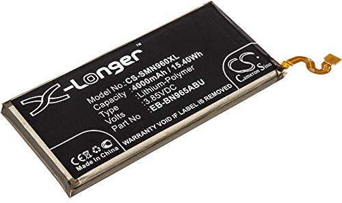 CS-SMN960XL Battery 4000mAh compatible with [Samsung] Crown, Galaxy Note 9, Galaxy Note 9 Duos, TD-LTE, Duos TD-LTE, SGH-N058, SM-N9600, SM-N960D, SM-N960F, SM-N960N, SM-N960U replaces EB-BN965ABE, E