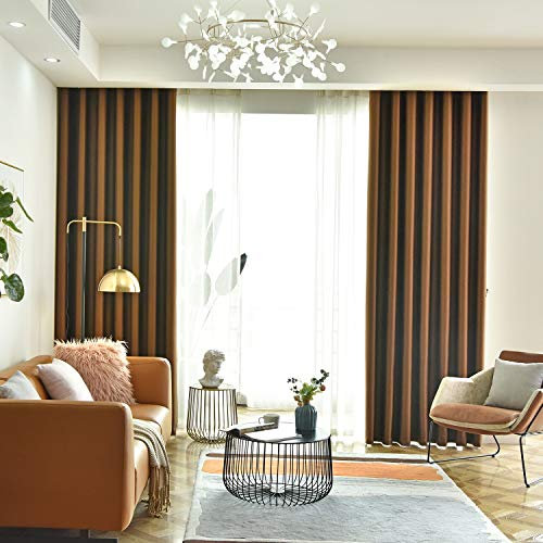 ZYY-Home curtain 2er Set Sonnencreme Isolierung Blickdichte Gardinen,Verdunkelungsvorhang mit Ösen Einfacher und Moderner Stil für Schlafzimmer Gardinen,Darkcoffee,W120xL190cm