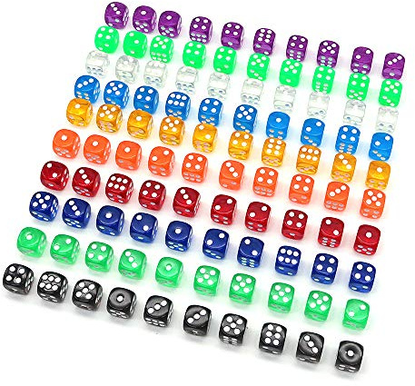DollaTek 100 Stück 6-seitiges Würfelset 16mm Acrylwürfel