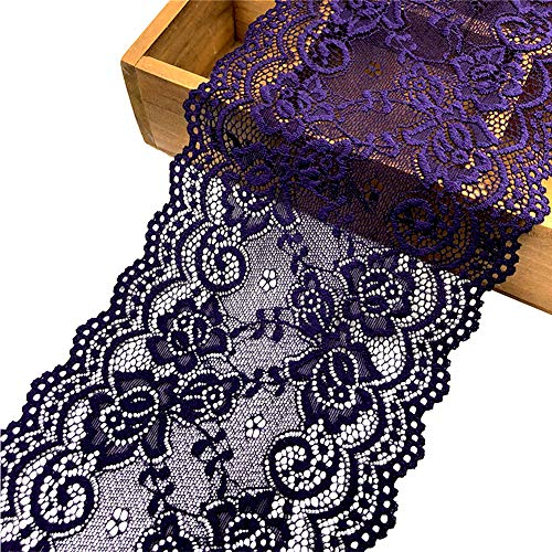 Feelmate 15,2 cm 9,1 m weiche und dehnbare lila Spitze Rollenläufer für Hochzeitskleidung oder DIY-Handwerk Dekoration