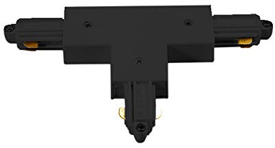 Lampenlux Bausystem 1-Phasen Stromschiene Aufbauschiene und Zubehör (Schwarz, T-Verbinder Links)