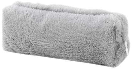 SagaSave Kwayi Plüsch-Bleistifteetui aus Plüsch, niedlicher Make-up-Ständer für Jugendliche, Mädchen, Jungen, Studenten, Münzen, Grau, 1 Stück