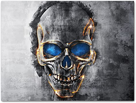 wandmotiv24 Leinwandbild Totenkopf, Querformat, Totenkopf, Gold Kontur M0226