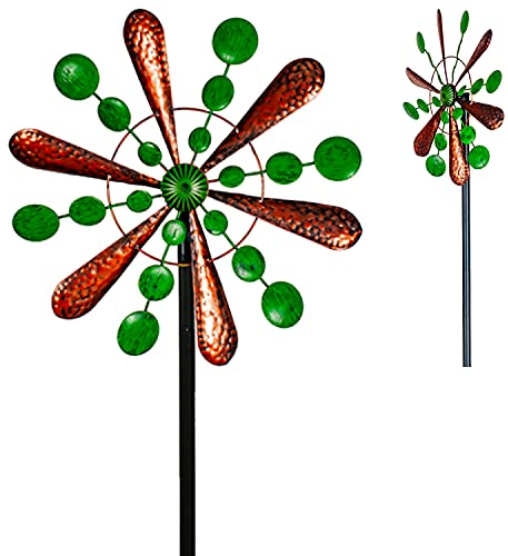 Molinillo de viento de jardín – Spinner de metal para exteriores – Molinillo de viento cinético – Decoraciones artísticas para patio al aire libre, jardín y patio – Adorno giratorio de jardín fácil de