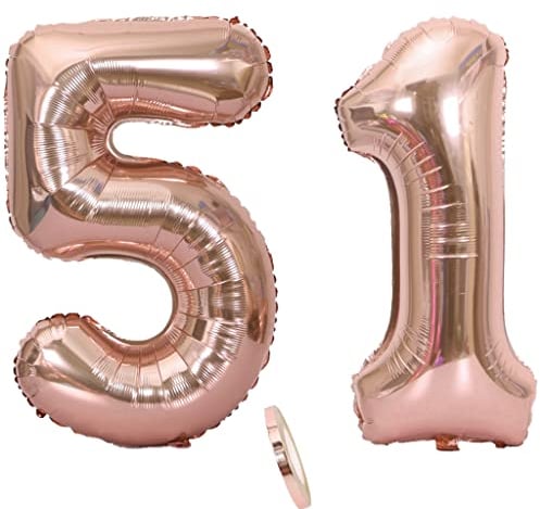 Luftballons Zahl 51 rosegold Nummer 51 Luftballon 51 Rosegold Folienballon 51. Geburtstag deko frauen, 32 Zoll Große Ballon Zahl 51 Riese Heliumfolie 51 jahre Geburtstag deko frau damen