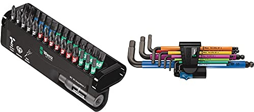 Wera Bit-Sortiment, Bit-Check 30 Impaktor 1, 30-teilig, 05057690001 & 05022210001 950/9 Hex-Plus Multicolour HF 1 Winkelschlüsselsatz, 9 Stück