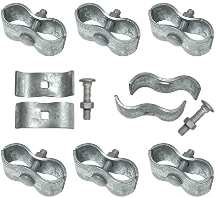 Kenall Kennel CLAMPS: Chain Link Fence Pipe Saddle Clamp, 1-3/8 (8 Set)