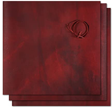 Wanderings Red Leather Sheets for Crafts – 3 Sheets (30x30 cm) + Cord (91cm) - Genuine Full Grain Buffalo Leather Squares - Great for Jewelry, Wallets, Leatherworking Arts and Crafts