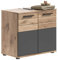 Newroom Waschbeckenunterschrank Eiche Basalt Grau Badschrank Industrial Modern - 60x56x34 cm (BxHxT) - Standschrank Badezimmermöbel - [Doyle.Two] Bad Badezimmer