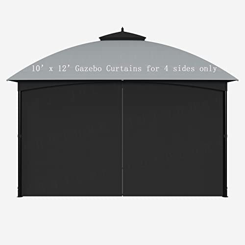 SunCula Rideaux de rechange universels pour tonnelle - 4 panneaux latéraux avec fermeture éclair - 3 x 3,5 m - Noir uniquement
