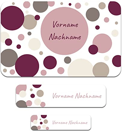 50 x personalisierte Namensaufkleber Sticker mit Wunschname Klebeetiketten zum Markieren Stifte Hefte mit Kinder Name Schule Kindergarten Aufkleber Set (17 Kreise)