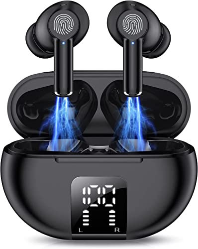 ASDRTB Wireless Earbuds, Bluetooth 5.3 Headphones, Wireless Earphones HiFi Stereo Noise Canceling Earbuds in Ear with Mic, 48H Playtime, Dual LED Display, IP7 Waterproof for Running