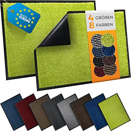 TIMELEOS Fußmatte Schmutzfangmatte mit äußerst starker Schmutz und Feuchtigkeitsaufnahme Eingangstürmatte wasserdicht waschbar strapazierfähiger Schmutzfänger Fußabstreifer (Limette, 90 x 120 cm)