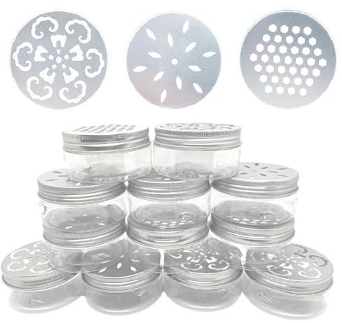 Nwsrayu 12 pcs 3 Styles Air Freshener Solid Perfume Aroma Diffuser Empty Storage Containers with Hollow Lids 80ml 2.7 OZ Screw Lid Round Jars Sample for Aromatherapy (12)