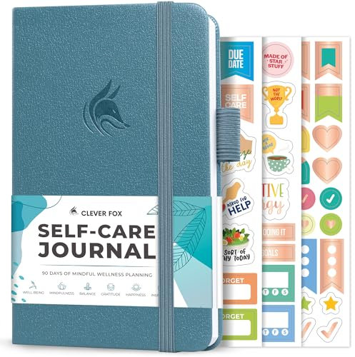 Clever Fox Self-Care Journal Pocket - Daily Reflection Notebook - Mental Health & Personal Development Planner, Meditation & Mood Log (Aquamarin)