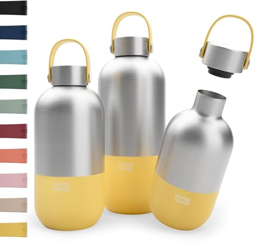 noma noma Trinkflasche Edelstahl Kohlensäure geeignet - Thermosflasche 1l, 750ml, 500ml - auslaufsicher, BPA-frei & klimaneutral (500ml Lemonade Yellow)