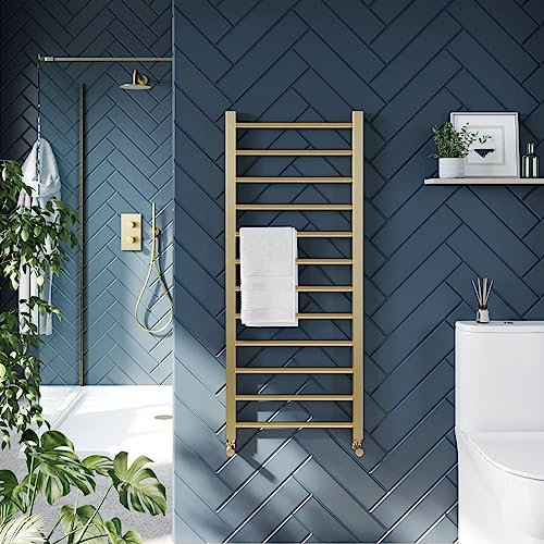 Walton 1200 x 500 Straight Towel Radiator- Brushed Brass