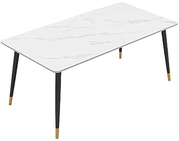 JITEM Escritorio de Ordenador con Parte Superior de mármol, Escritorio de Escritura Minimalista Moderno para Oficina en casa con Patas de Metal Negro, Mesa de Estudio Grande para Espacios pequeños