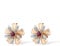 DTREEL Damen Ohrringe 14K 585 Rose Gold Ohrringe Damen Glamour Rubin Blume Ohrstecker Elegant Damen Party Schmuck