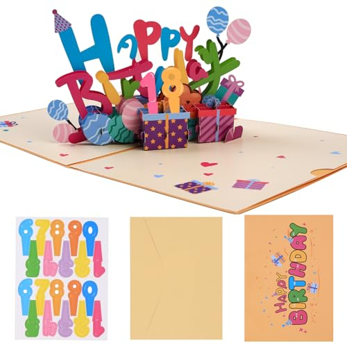 Geburtstagskarte, 3D Pop Up Karte Geburtstag Grußkarte, Jahrestag Geburtstagskarten, Pop Up Grußkarten für Männer Frauen Freunde Mütter Hochzeitstag Geburtstag Geschenk