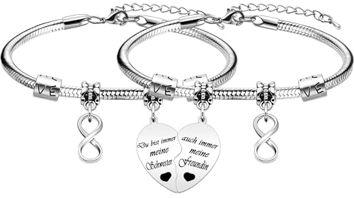 Schwester Armband Armband für Schwestern große Schwester kleine Schwester mittlere Schwester Zwillingsschwestern für Weihnachten Geschenk Geburtstag Geschenk Graduierung Geschenk Armband für 2 Stk.
