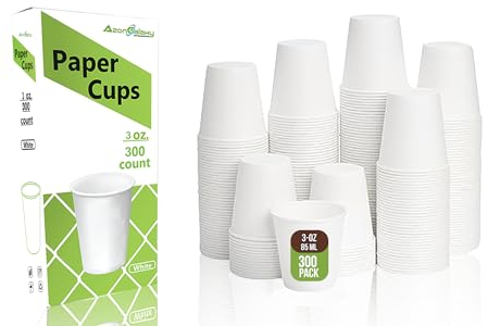 300 X 3oz Premium Quality Paper Cups, 85ml White Disposable Cups, Eco Friendly Paper Cups For Hot and Cold Drinks, Disposable Coffee Cups for Your Home, Office, Café, Work, Parties or Outdoors