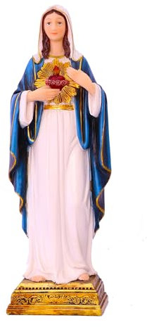 Zayton Jungfrau Maria Statue Heiliges Herz Figur Harz Skulptur 34,3 cm Retter Figur katholisches religiöses Geschenk Zuhause Kapelle Dekoration