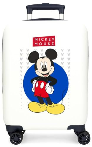 oumma Disney Mickey Enjoy The Day Maleta de Cabina Blanco 33x50x20 cms Rígida ABS Cierre de combinación Lateral 28,4L 2 kgs 4 Ruedas Dobles Equipaje Mano