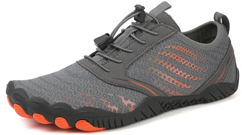 AONEGOLD Water Shoes for Men and Women - Barefoot Quick Dry Aqua Swim Yoga Lightweight Breathable Snorkeling Surfing Beach Fitness (Grey, Size 9)