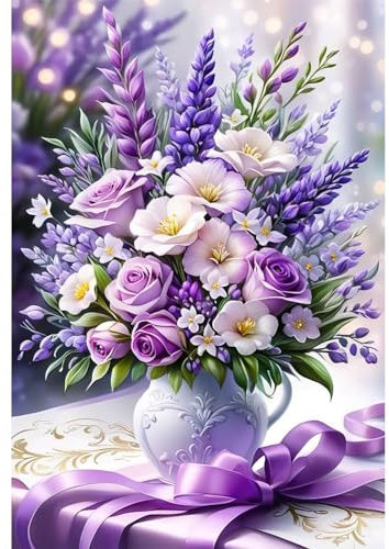 Qianbaiuk Diamond Painting Blumen,Diamond Painting Erwachsene,Blumen Diamond Painting Set für Erwachsene für Geschenk und Home Wand Dekor12x16inch
