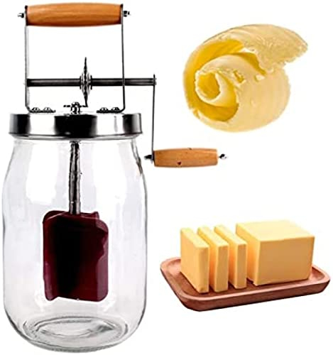 1.5L Manual Butter Churner, Makes Homemade Butter, In Minutes, With Porcelain Butter Dish, Easy To Use, For Home Made Artisan Butter