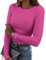 Zeagoo Maglietta a Manica Lunga Donna Elegante T-Shirt Casual Basic Top Slim Fit Shirt Girocollo Costine Tops Rosa M