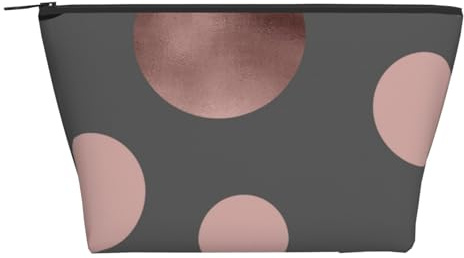 Élégant Faux Rose Gold Blush Rose Cercles Noirs, Trousse de Toilette Trousse de Maquillage Sac à cosmétiques Trousse de Toilette de Voyage Portable