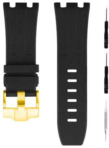 unilabo Gummi-Uhrenarmband, kompatibel mit 28 mm Audemars Piguet Royal Oak Offshore AP 15703 15710 15400 26470 26400, Silikon-Armband mit Dornschließe, Ersatz für Damen und Herren, silberfarben