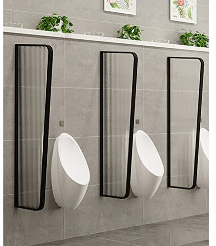 Urinal-Trennwand mit Sichtschutz, Raumteiler für den Innenbereich aus Milchglas mit Matel-Rahmen, freistehender Wandtrenner, Raumteiler für Badezimmer/Hotel/öffentliche Toiletten
